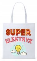 Dla Elektryka Na Prezent Torba Eco Biała Shopper Z Nadrukiem Ze Zdjęciem