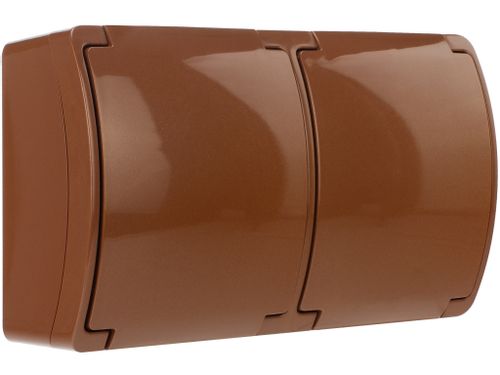 Koala gniazdo podwójne 2x2P+Z natynkowe brązowe z klapką na Arena.pl