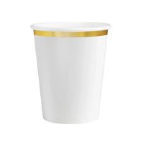 Kubeczki papierowe białe ze złotym brzegiem Classic Gold, 6 szt.