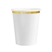 Kubeczki papierowe białe ze złotym brzegiem Classic Gold, 6 szt.