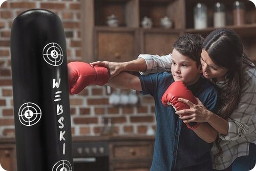 WOLNO-STOJĄCY BOKSERSKI WOREK TRENINGOWY DMUCHANY DLA DZIECI 165CM na Arena.pl