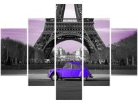 OBRAZ FIOLETOWY CITROEN 2CV WIEŻĄ EIFFLA