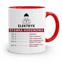 Kubek Czerwony Dla Elektryka Stawka Godzinowa Z Nadrukiem Ze Zdjęciem