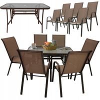 ZESTAW MEBLI OGRODOWYCH BALKON TARAS STÓŁ 120x70 +6x KRZESŁA MAJORKA BRĄZ