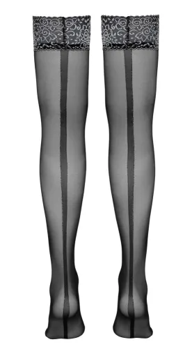 cottelli legwear pończochy xl z ozdobnym szwem i srebrną koronką na Arena.pl