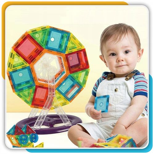 Klocki magnetyczne duże konstrukcyjne 3D zestaw 212 elementów Magnetic -S- na Arena.pl