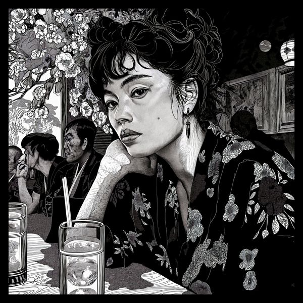 Plakat 50x50cm Czarne Kimono zdjęcie 2