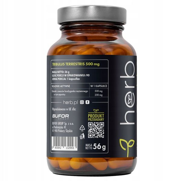 HERB Tribulus 500mg 90vcaps Booster Testosteron Libido Potencja zdjęcie 7