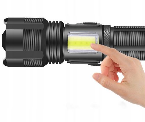 METALOWA Latarka Taktyczna LED Akumulatorowa MOCNA Szperacz Reflektor +Zoom na Arena.pl