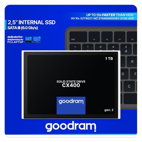 Dysk SSD GOODRAM 1TB CX400 G.2 2,5 SATA3 technologia 3D NAND Flash na Arena.pl