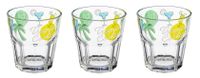 Szklana niska TROPIC 296 ml 3 sztuki kolorowy nadruk woda drinki soki koktajle