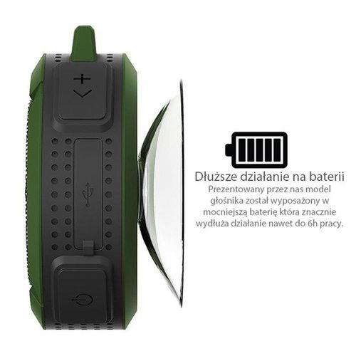 GŁOŚNIK BLUETOOTH 3.0 microSD WODOODPORNY Zielony na Arena.pl