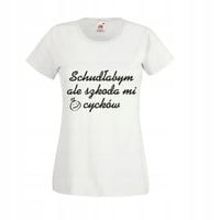 Koszulka T-SHIRT tekst Mała Mi nadruk SCHUDŁABYM