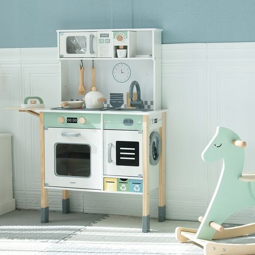 KUCHNIA DREWNIANA INTERAKTYWNA z Pralką Zmywarką Tablica Kredowa dla Dzieci na Arena.pl