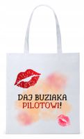 Torba Biała Eco Shopper Dla Pilota Z Nadrukiem Ze Zdjęciem