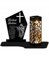 Duży Znicz Solarny Ażurowy LED XL Krzyż Na Cmentarz Światło Pamięci Premium