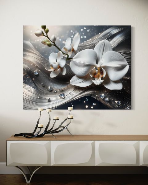 Obraz na płótnie, Abstrakcja 3D Orchidea 100x70 zdjęcie 4