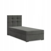 Łóżko ELDA JEDNOOSOBOWE Tapicerowane Pojedyncze VELVET CIEMNY SZARY