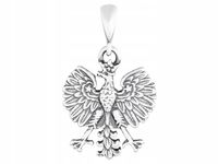 Srebrna Męska Zawieszka Patriotyczna Godło Orzeł w Koronie Męski Wisiorek