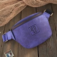 saszetka damska skórzana nerka w stylu vintage granatowa