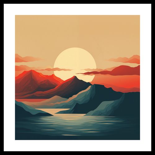 Plakat 50x50cm Zachód Słońca nad Górami na Arena.pl