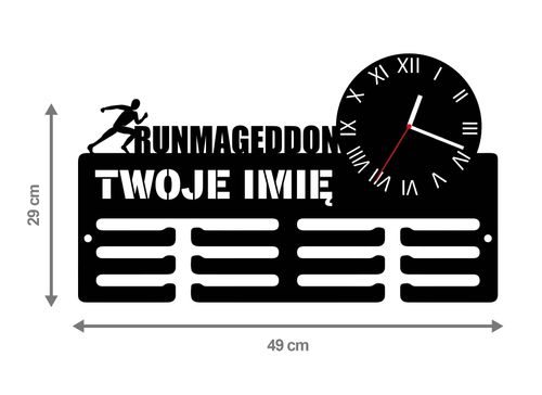 Wieszak na medale z zegarem RUNMAGEDDON twoje imię dowolny tekst 502.1 na Arena.pl