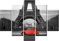 105CM 150CM OBRAZ 5 ELEM CZERWONY SAMOCHÓD PRZED WIEŻĄ EIFFLA DRUK