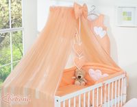 Duża moskitiera do łóżeczka dziecięcego z szyfonu z wiszącymi serduszkami