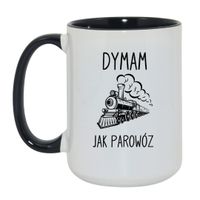 KUBEK "DYMAM JAK PAROWÓZ" Wzór - Duży Biało-Czarny 450 ml