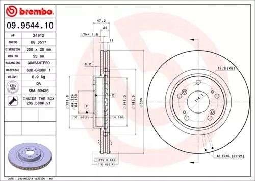 TARCZA HAM PRZOD 300X25 V BREMBO na Arena.pl