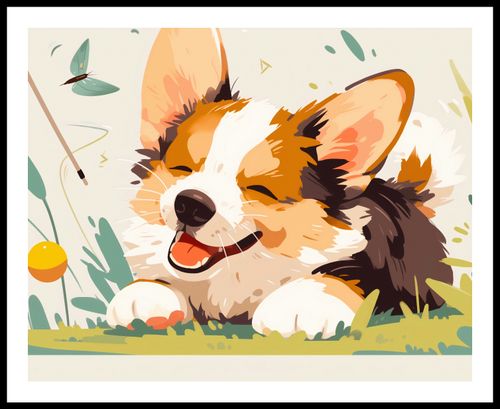 Plakat 76x60,5cm Beztroski Corgi na Arena.pl