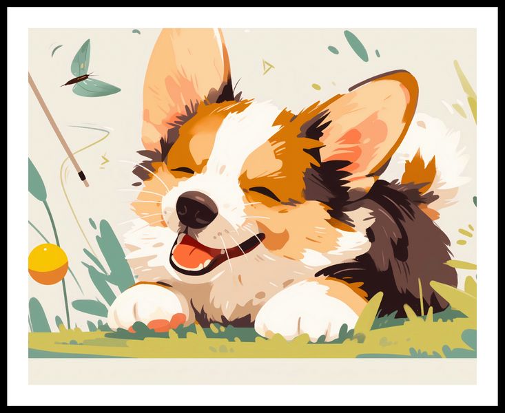 Plakat 76x60,5cm Beztroski Corgi zdjęcie 3