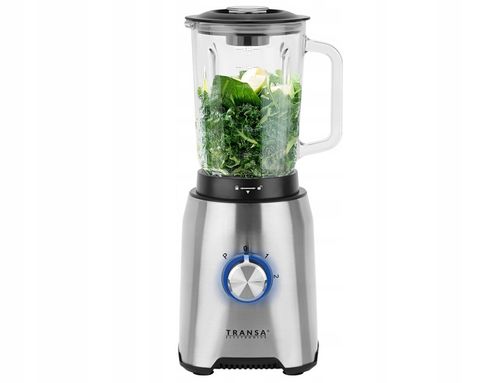 BLENDER KIELICHOWY SZKLANY do owoców i warzyw Kruszy Lód TRANSA 1600W na Arena.pl