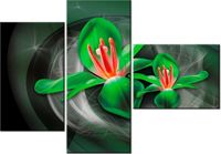 100CM 80 OBRAZ 3 ELEM ZIELONE KOSMICZNE KWIATY JAKUB BANAŚ ŚCIENNY