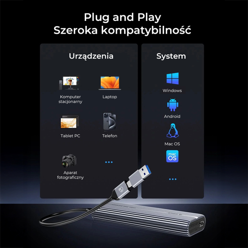 Orico Obudowa SSD M.2 NVMe, 40 Gbps ACOM2-U4-GY-BP na Arena.pl