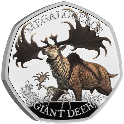 Ice Age Giants - Giant Deer kolorowany 50p Srebro 2024 Proof na Arena.pl