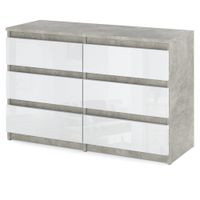 Komoda 6 Szuflad Hugo Szeroka 100cm Szafka Pojemna Rtv Beton Biały Połysk