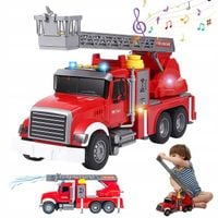 STRAŻ POŻARNA DUŻY WÓZ STRAŻACKI DRABINĄ PSIKA WODĄ ŚWIATŁA DŹWIĘK PREZENT