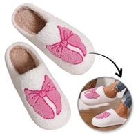 ciepłe kapcie z kokardą ocieplane, antypoślizgowe pan03r38, rozmiar 38