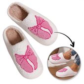 ciepłe kapcie z kokardą ocieplane, antypoślizgowe pan03r38, rozmiar 38