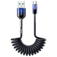 kabel przewód spiralny usb-a - usb-c crystal-clear series 3a 1.5m - czarny