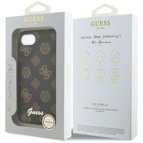 Etui Guess Peony Script Logo MagSafe do iPhone 16e czarny na Arena.pl