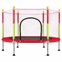 Trampolina Do Domu Ogrodu Dla Dzieci Siatka Piłki 140Cm 55Inch Czerwona