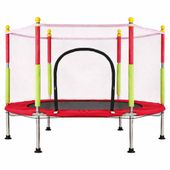 Trampolina Do Domu Ogrodu Dla Dzieci Siatka Piłki 140Cm 55Inch Czerwona
