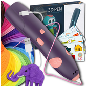 długopis drukarka 3d pen bezpieczny zestaw + wzory fioletowy