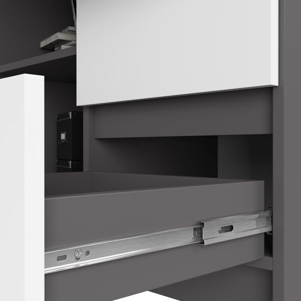 Biurko narożne B16 124 cm prawe 3 szuflady - grafit szary-białe zdjęcie 4