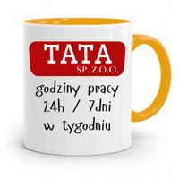 Kubek Żółty Prezent Dzień Ojca Tata Sp. Z O. O. Z Nadrukiem Ze Zdjęciem