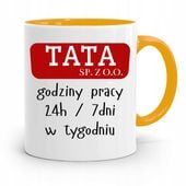 Kubek Żółty Prezent Dzień Ojca Tata Sp. Z O. O. Z Nadrukiem Ze Zdjęciem