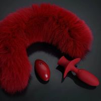 korek analny swinging&vibrating anal plug with fox fur tail red upko