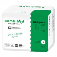 PIELUSZKI BAMBIBOO Newborn 1 Cottonwear z wycięciem NA PĘPEK 2-4kg 28 szt.